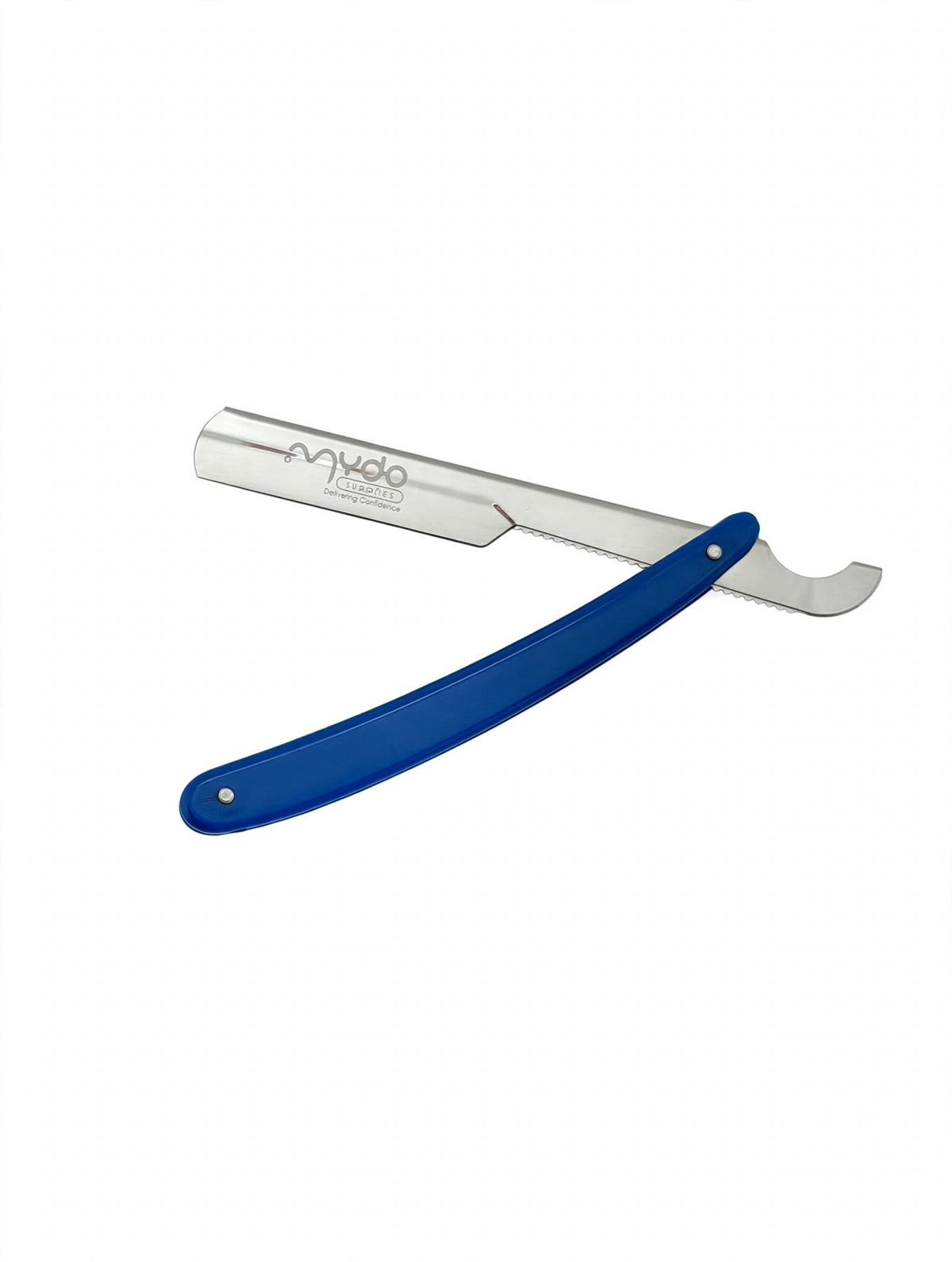 Plastic Handle Straight Razor – Silver Blade / Blue Handle