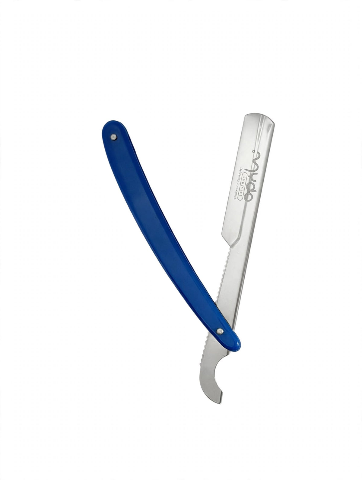 Plastic Handle Straight Razor – Silver Blade / Blue Handle