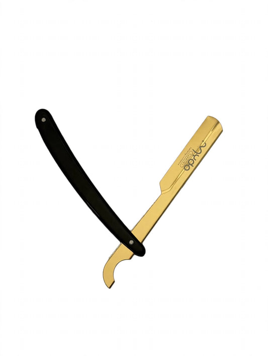 Plastic Handle Straight Razors - Gold Blade / Black Handle