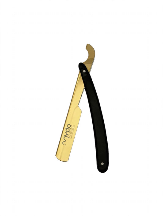 Plastic Handle Straight Razors - Gold Blade / Black Handle