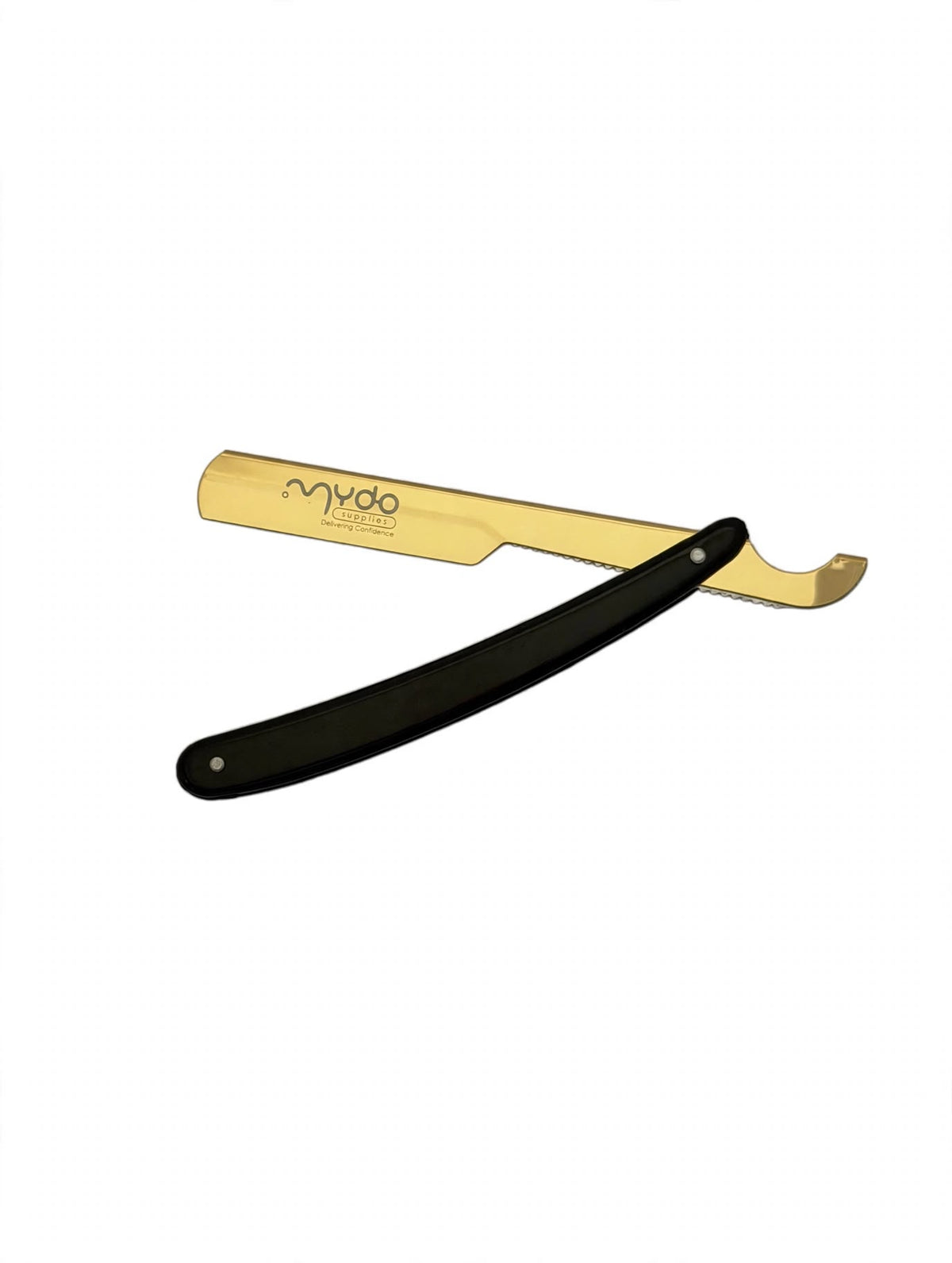 Plastic Handle Straight Razors - Gold Blade / Black Handle