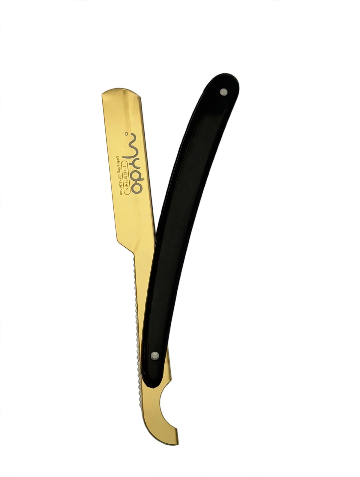 Plastic Handle Straight Razors - Gold Blade / Black Handle