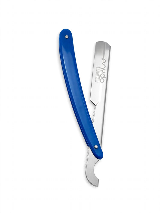Plastic Handle Straight Razor – Silver Blade  / Blue Handle