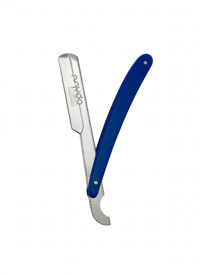 Plastic Handle Straight Razor – Silver Blade  / Blue Handle