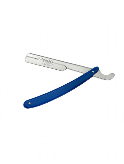 Plastic Handle Straight Razor – Silver Blade  / Blue Handle