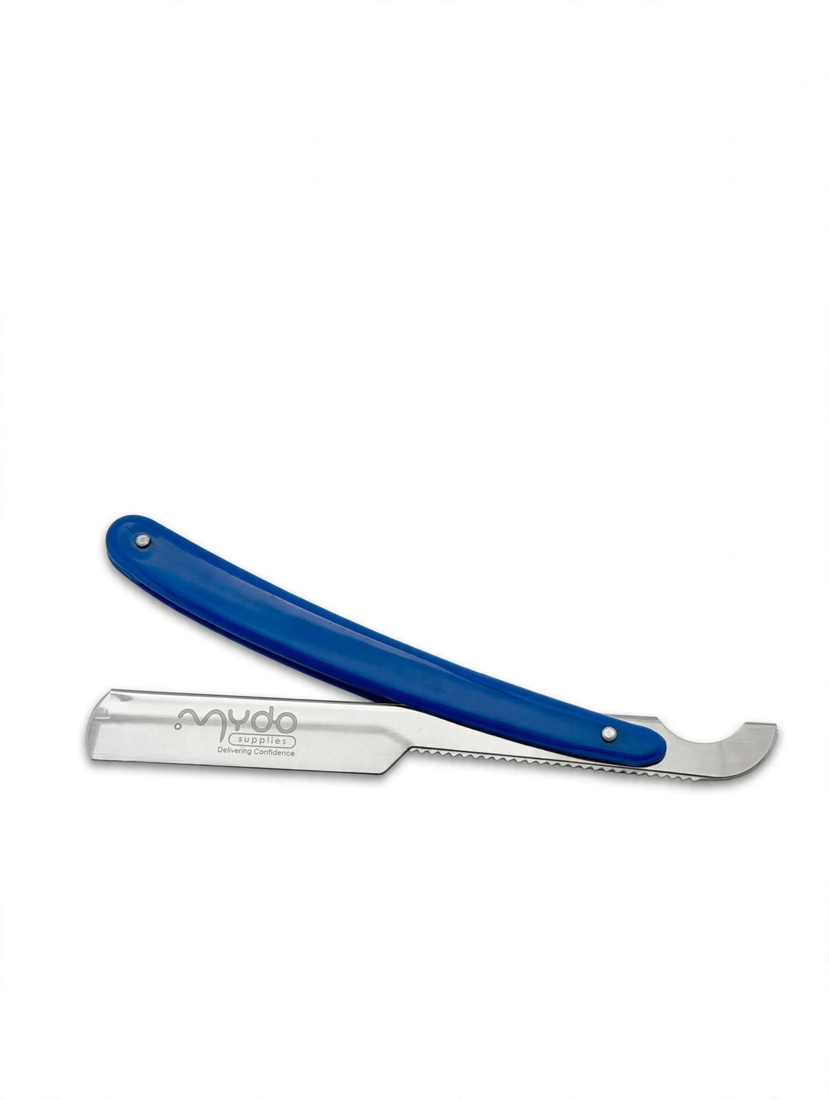 Plastic Handle Straight Razor – Silver Blade  / Blue Handle