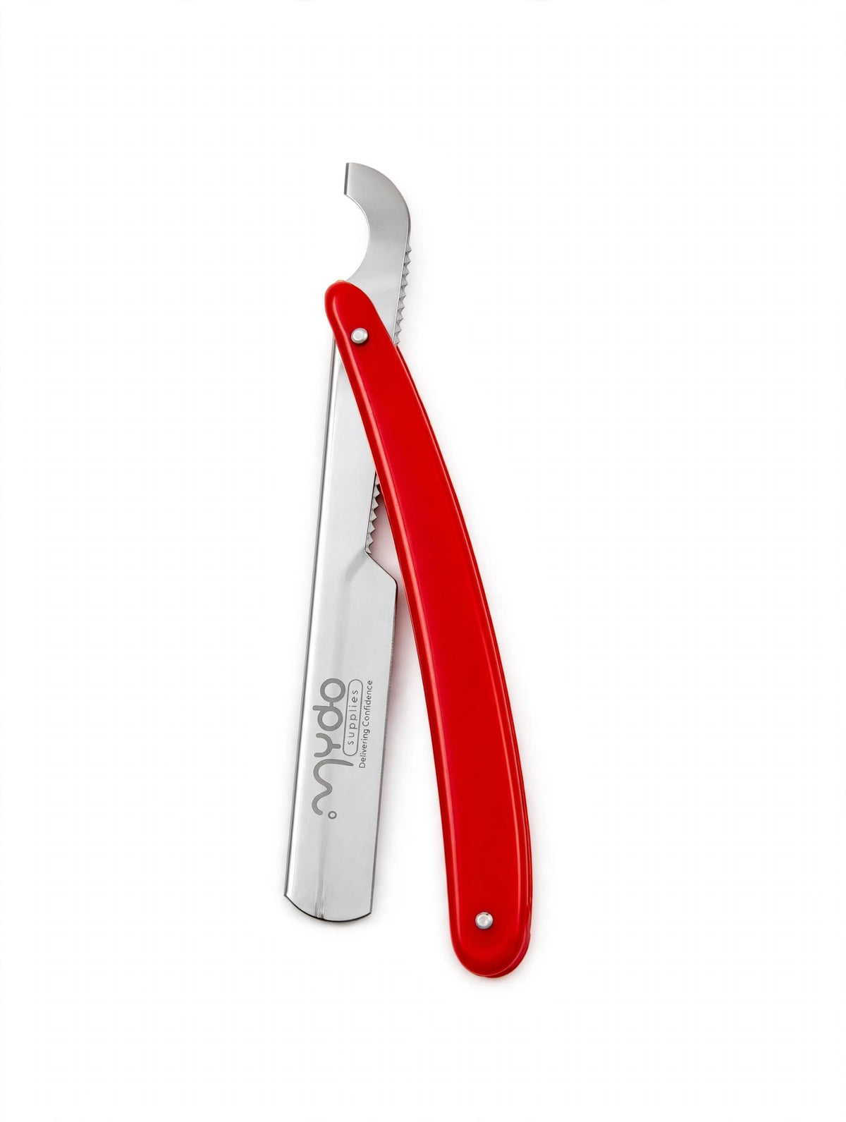 Plastic Handle Straight Razor – Silver Balde / Red Handle