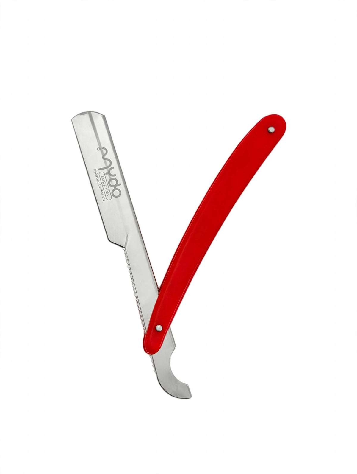 Plastic Handle Straight Razor – Silver Balde / Red Handle