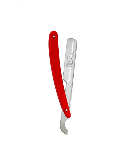 Plastic Handle Straight Razor – Silver Balde / Red Handle