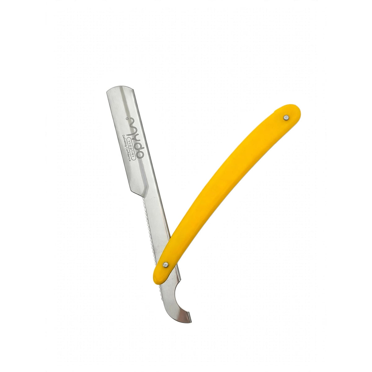 Plastic Handle Straight Razor – Silver Blade / Yellow Handle