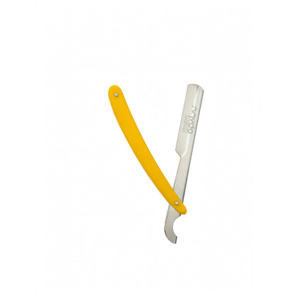 Plastic Handle Straight Razor – Silver Blade / Yellow Handle