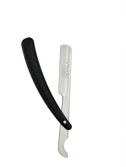 Plastic Handle Straight Razor – Silver Blade / Black Handle