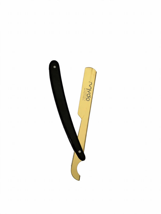 Plastic Handle Straight Razors - Gold Blade / Black Handle